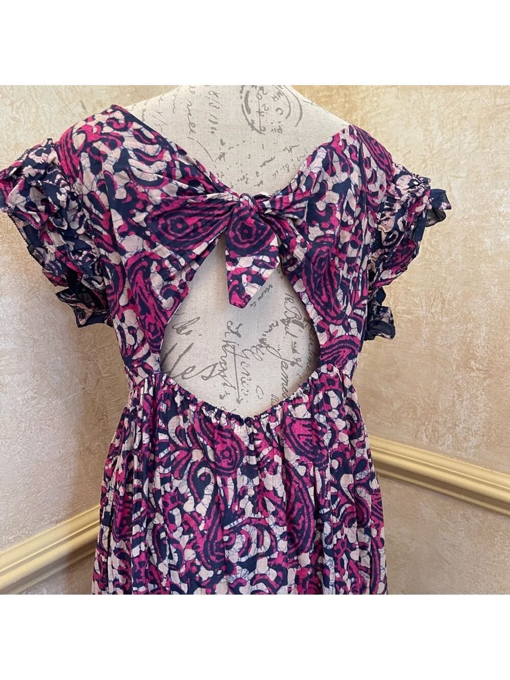 House of Harlow 1960 floral midi/maxi poplin cotton dress Sz L Fairy Cottagecore - Picture 10 of 12